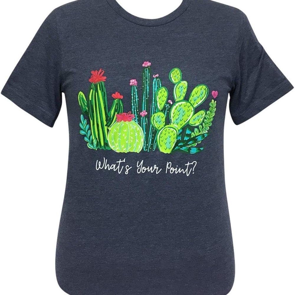 Lulu Mac Cactus Graphic Tee - Charcoal Grey Size Large.